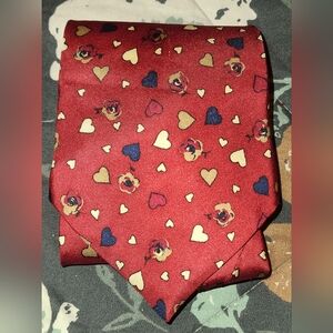 Wembley Red Silk Tie Floral Hearts